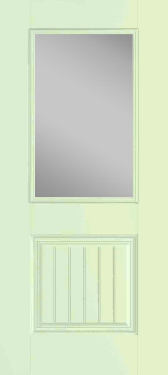 Smooth fiberglass insulated exterior doors 1 panel planked half lite rectangle